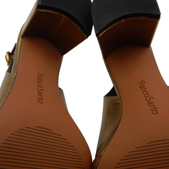 Franco Sarto Trista Pointed Toe Block Heels Slingback Pumps Bronze Size 10M - Picture 8 of 10